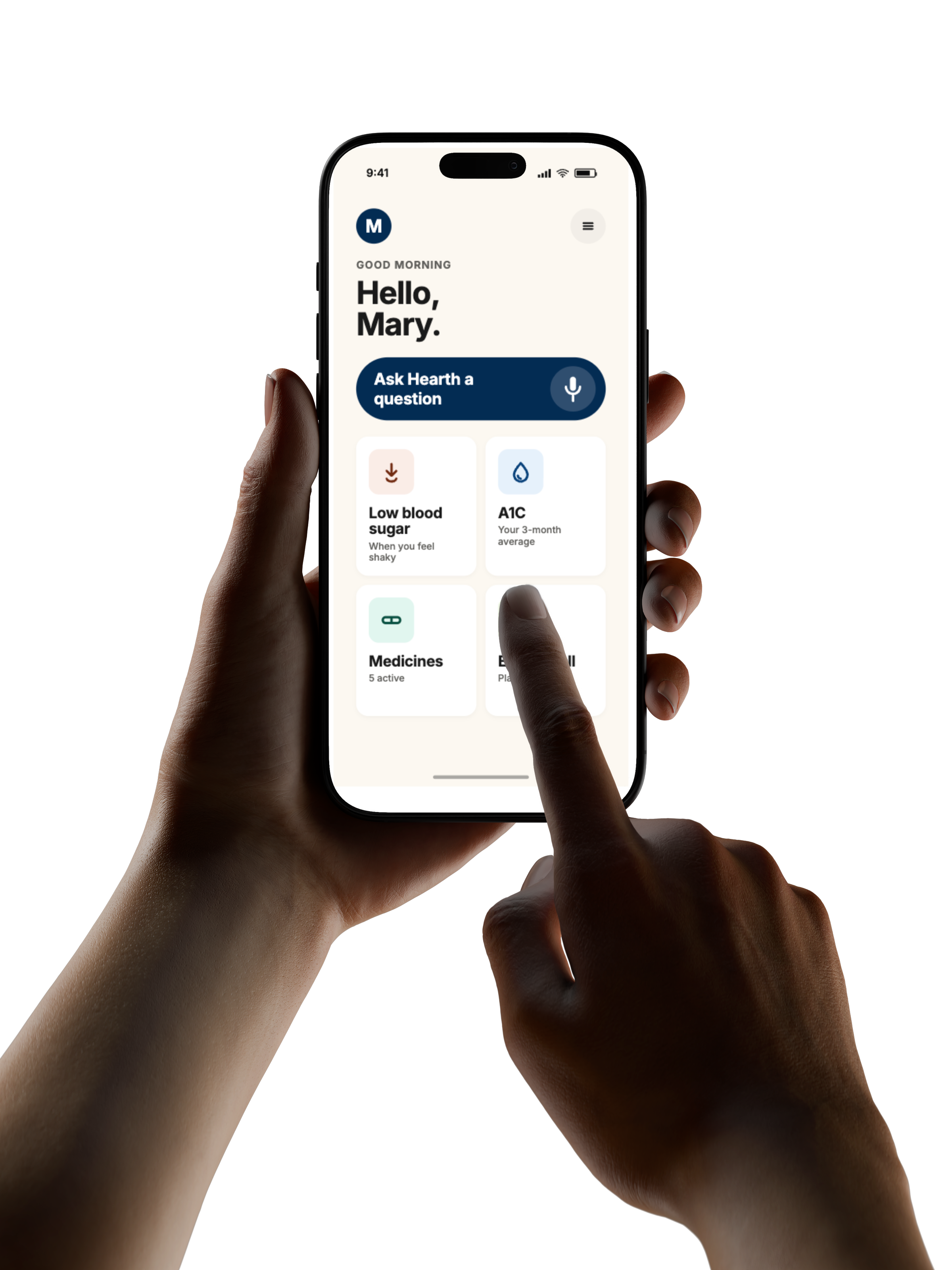 HearthAI conversation interface on a phone